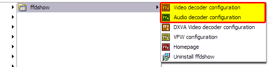 ffdshow start menu icons
